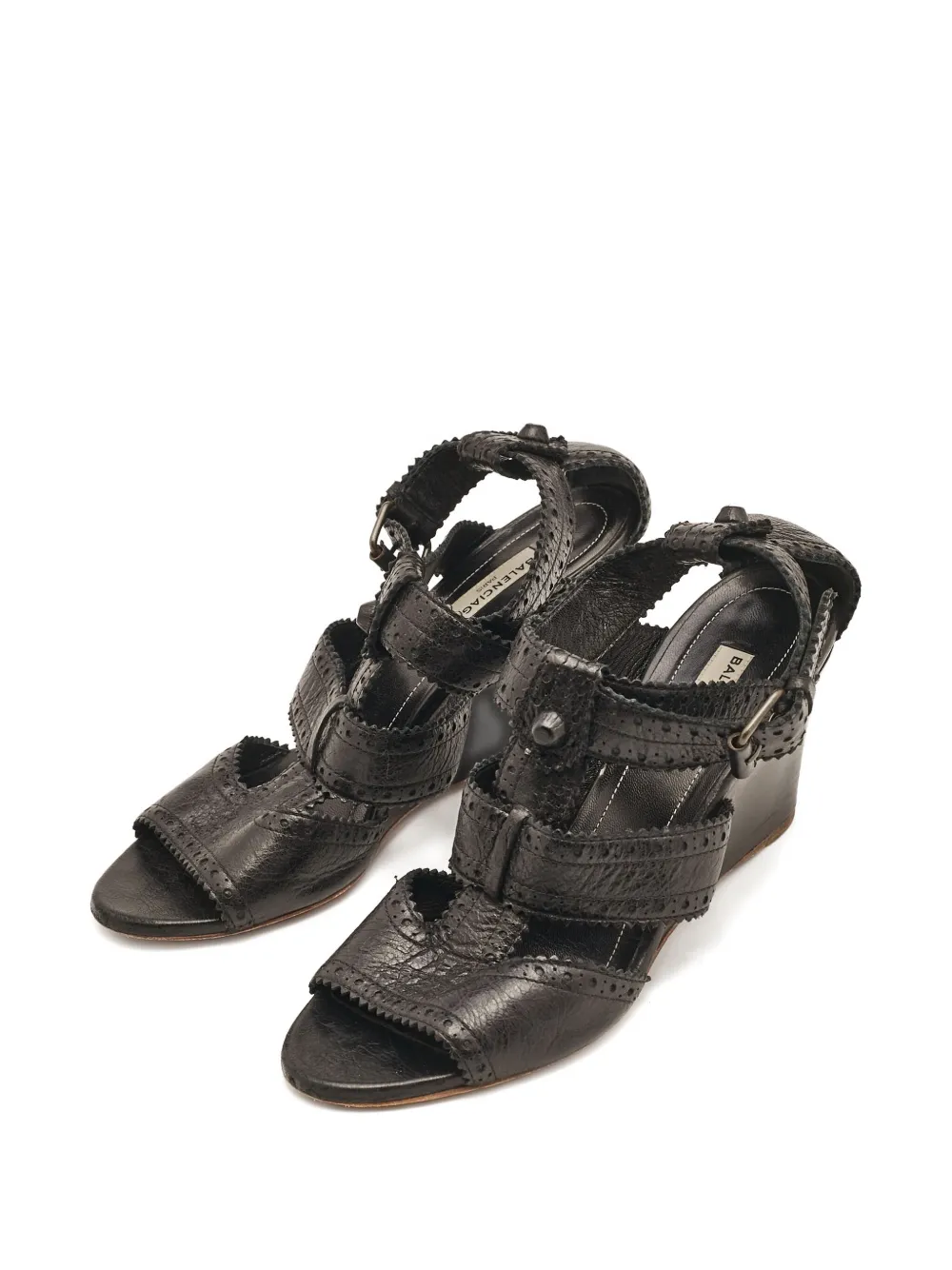 Balenciaga Pre-Owned 120 mm sandalen met brogue details - Zwart