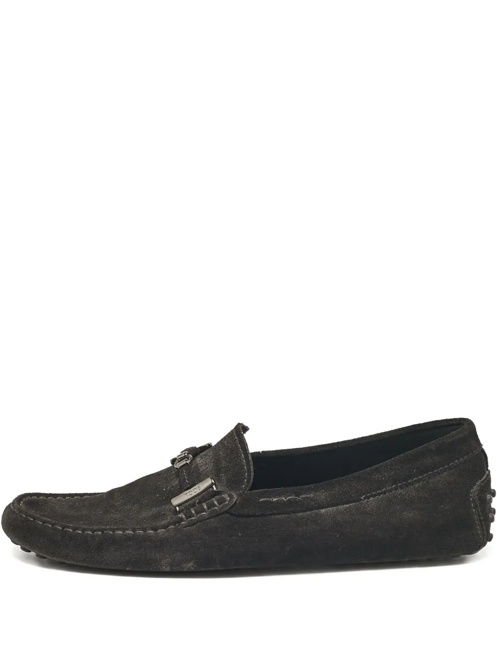 Tod's Vintage バックル スエードローファー - ブラック Tod's Vintage バックル スエードローファー - ブラック