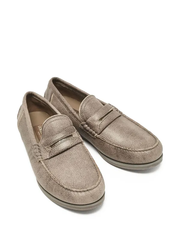 DOLCE&GABBANA パテントレザーローファー　ブラウン Dolce & Gabbana Pre-Owned Genova ローファー | ブラウン | FARFETCH JP