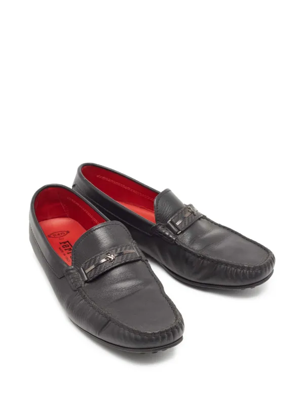 Ferragamo Pre-Owned Leather Driver Loafers | Black | FARFETCH display picture 1
