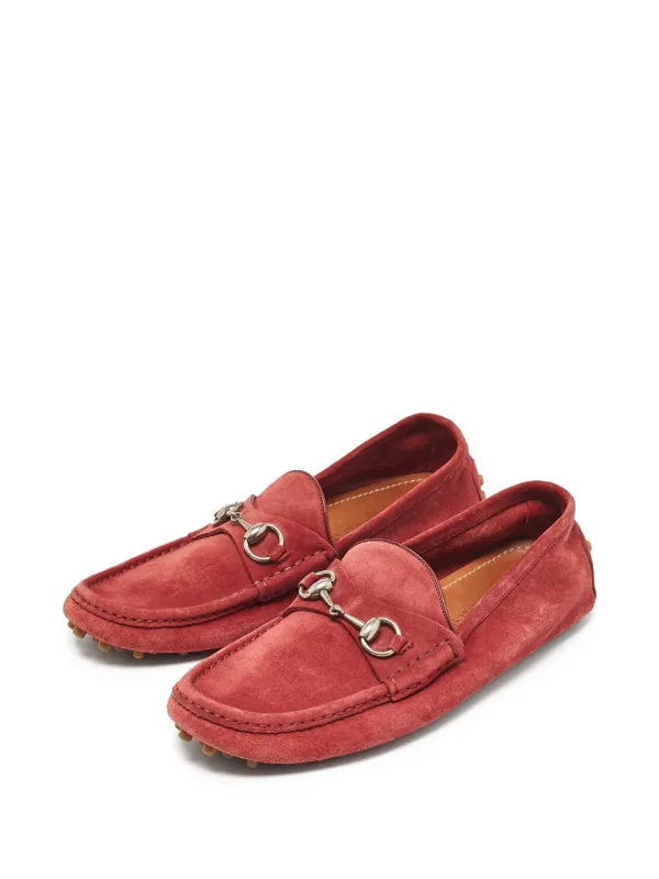 Gucci Pre-Owned Loafer Aus Wildleder Mit Horsebit-Detail Rot