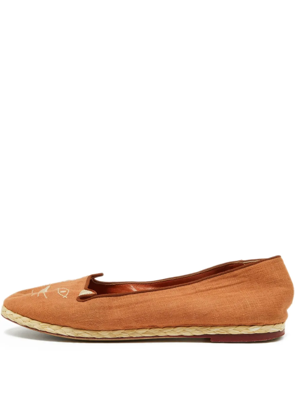 Charlotte Olympia pre-owned embroidered flat espadrilles | Orange | Image 1