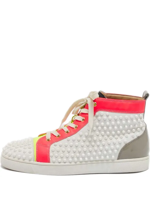 Studded High-Top Sneakers in White and Red Azalea Wang Studded High Top Platform Sneaker - Red  main image 3