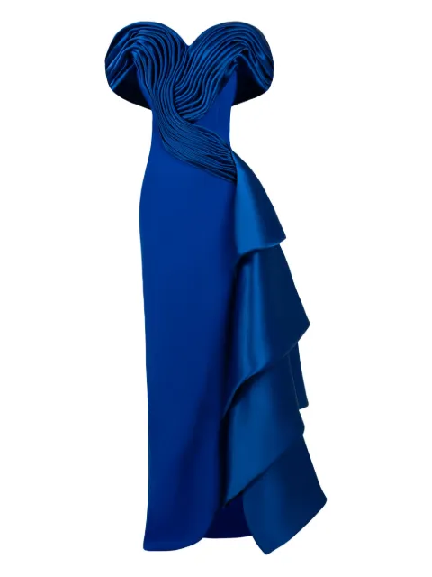 Gaby Charbachy  vestido largo con hombros descubiertos