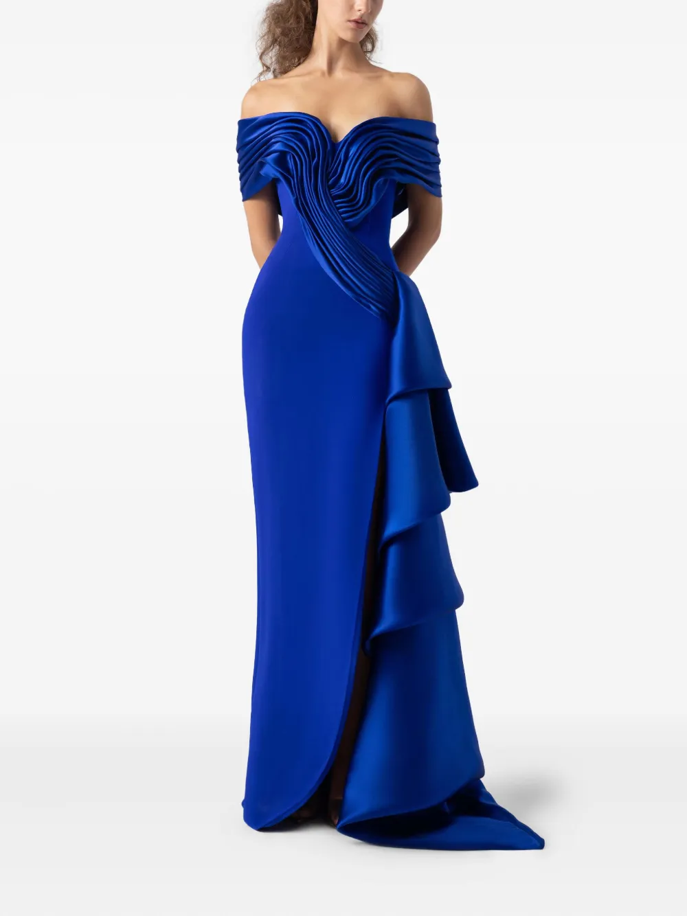 Gaby Charbachy Off-shoulder maxi-jurk - Blauw