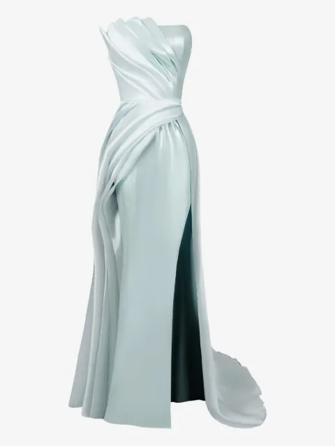 Gaby Charbachy  fold-detailing asymmetric maxi dress