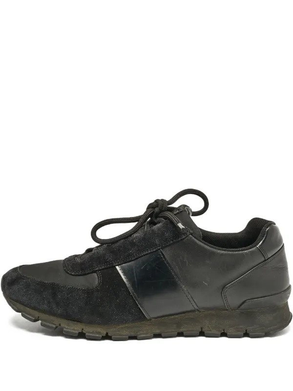 Prada Pre-Owned Leather Panelled Sneakers Black FARFETCH ID