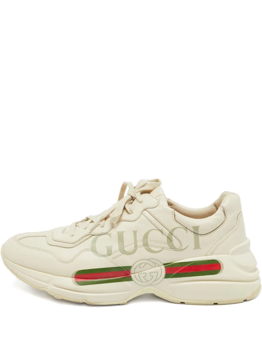 Gucci Pre-Owned logo-embellished leather sneakers | Neutrals | Image 1