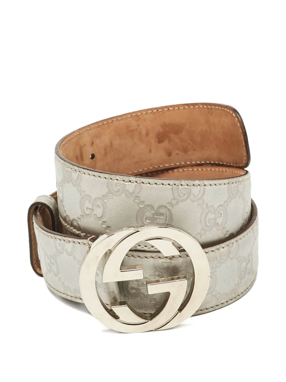 Gucci Pre-Owned 2024 Guccissima belt - シルバートーン Gucci Pre-Owned 2024 Guccissima belt - シルバートーン