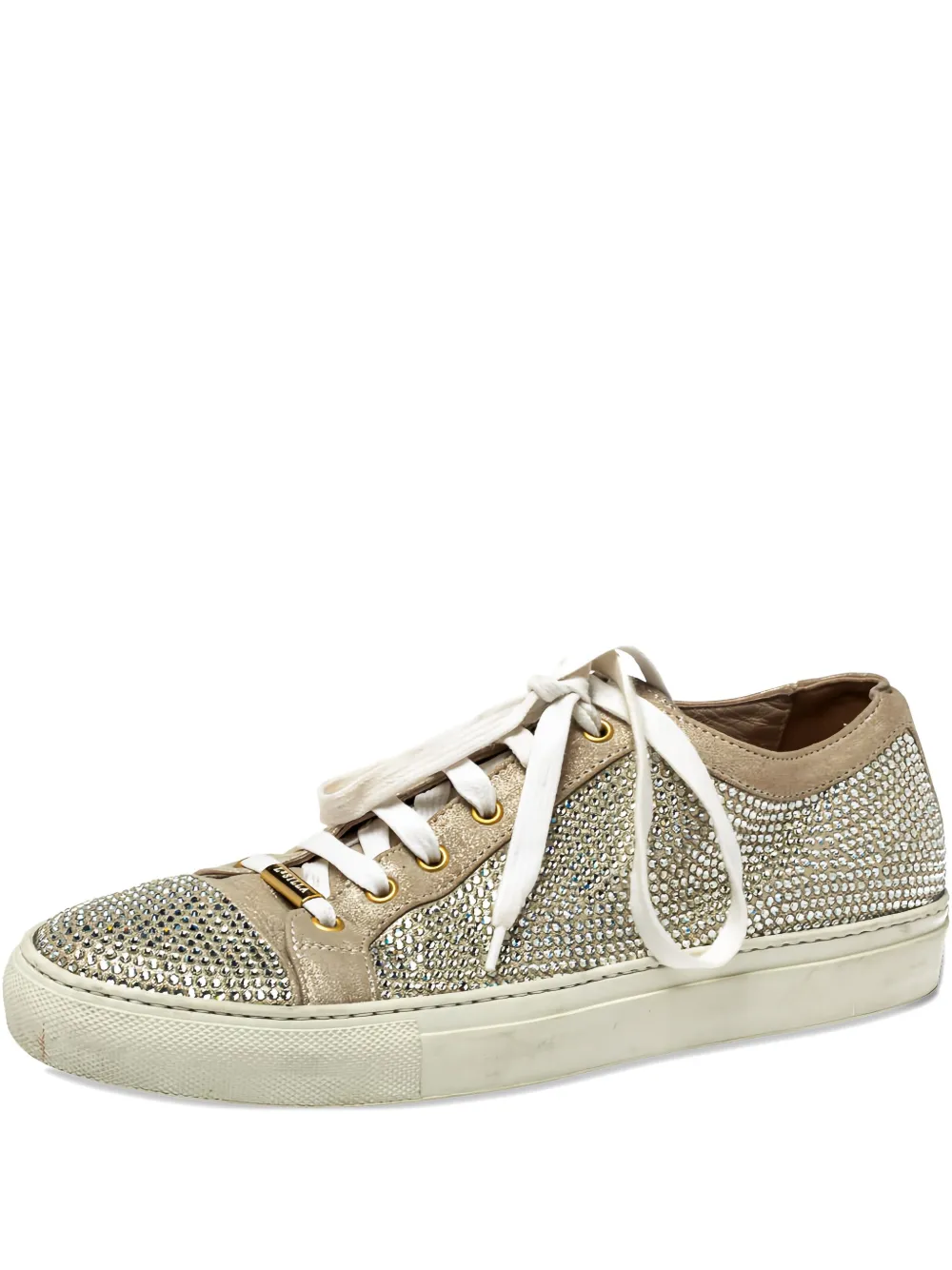 crystal-embellished leather sneakers