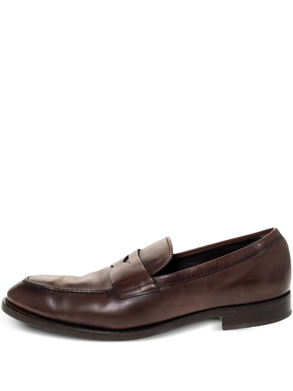 pre-owned leather penny-slot loafers