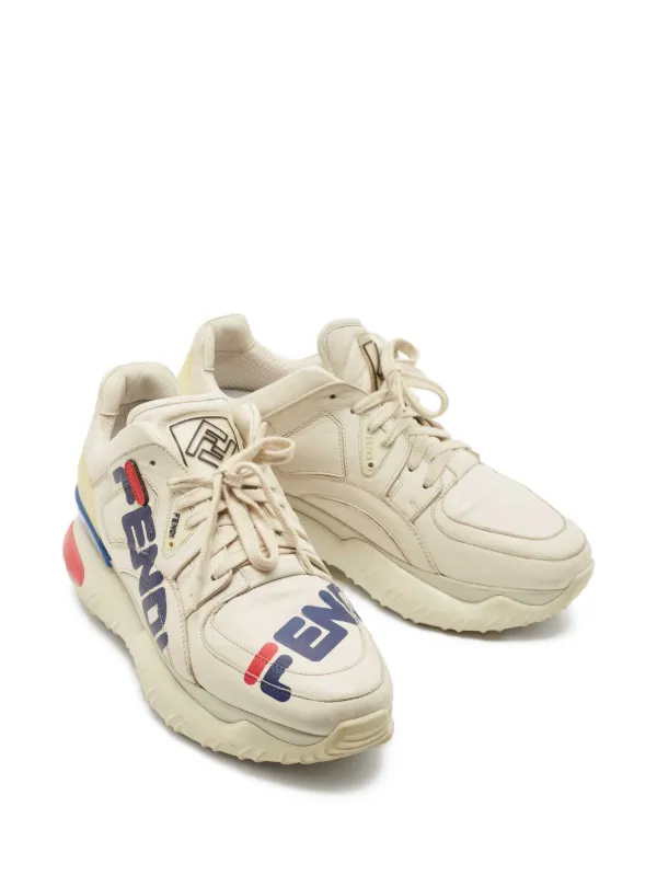 Fendi Pre-Owned x Fila Mania Platform Sneakers Neutrals