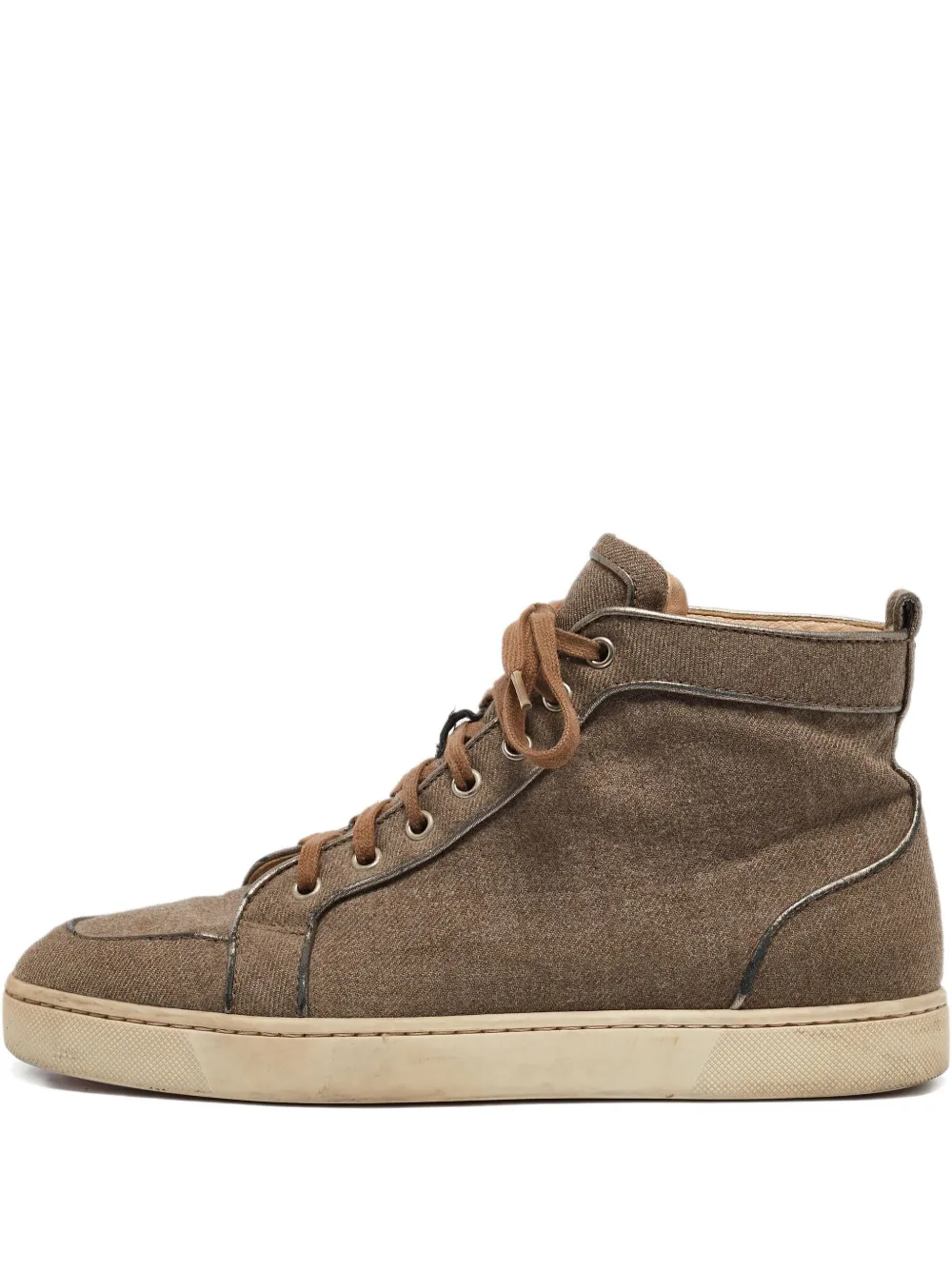 Christian Louboutin Pre-Owned leather high-top sneakers | Brown | Image 1