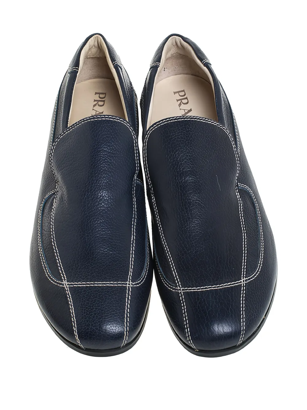 Pre-owned Prada Leather Loafers In Blue