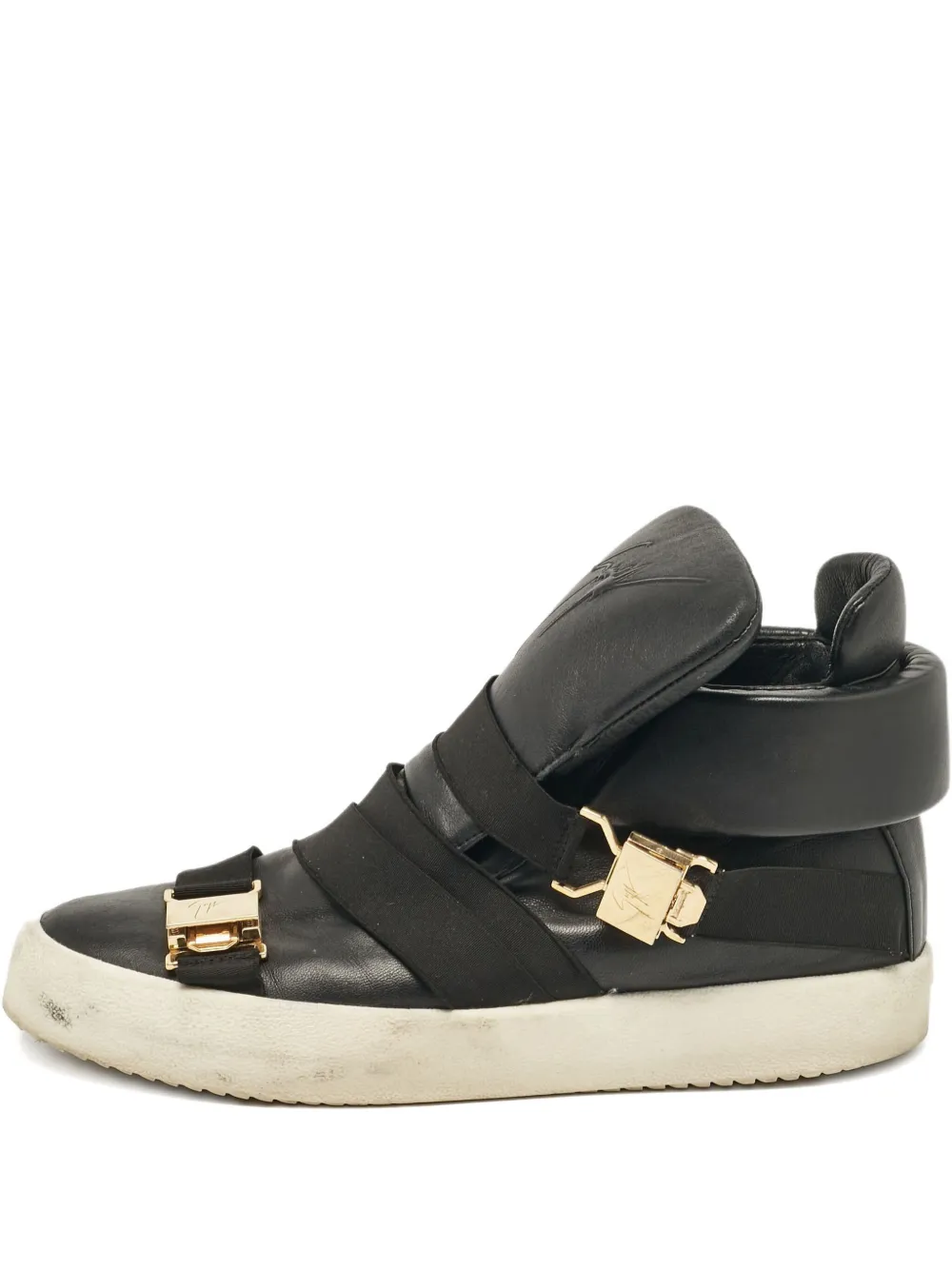 Pre-owned leather buckled sneakers