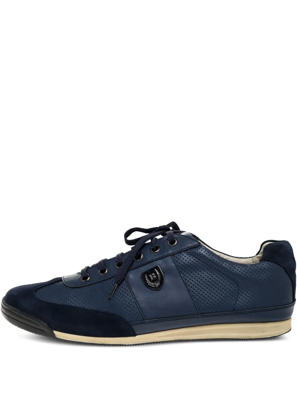 Balmain Pre-Owned logo-plaque leather sneakers | Blue | Image 1