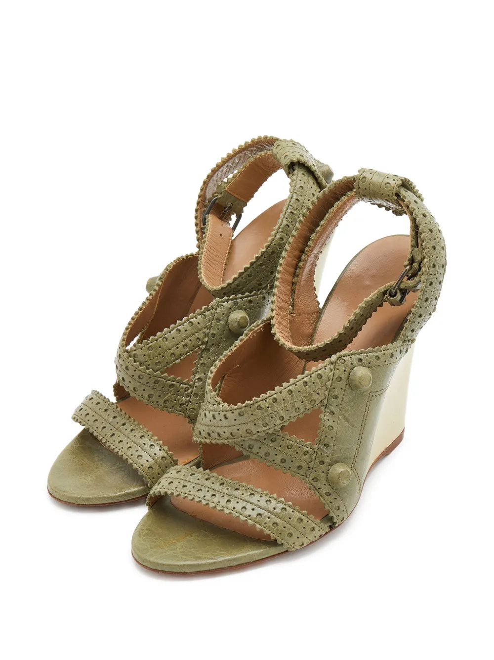 Balenciaga Pre-Owned Muiltjes met geperforeerd detail - Groen