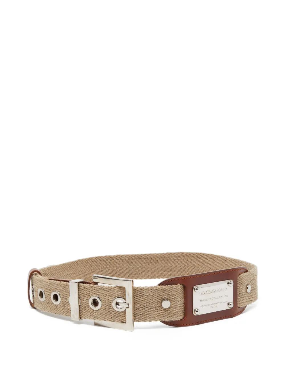 Dolce & Gabbana Pre-Owned logo-plaque canvas belt | Neutrals | Image 1