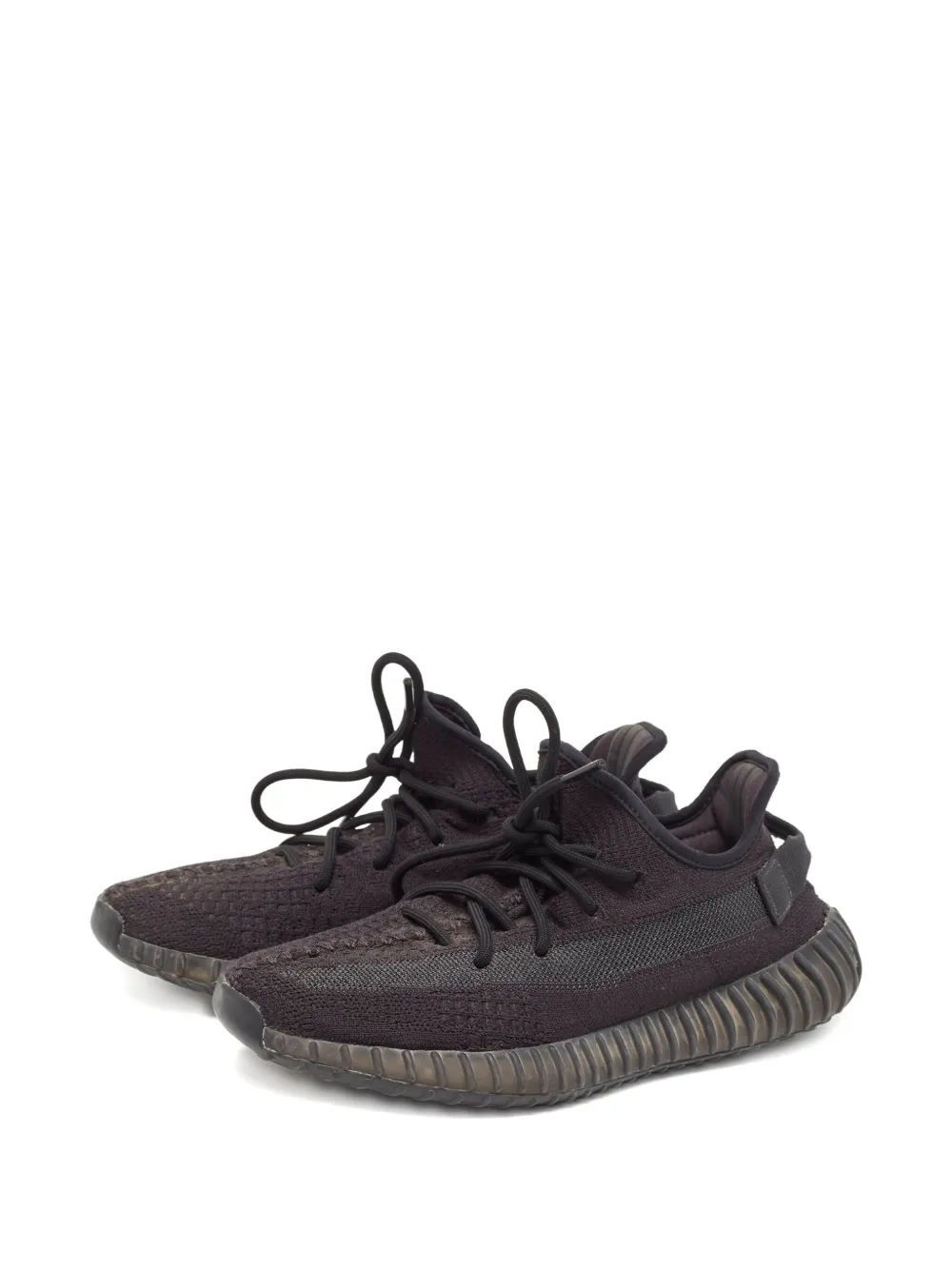 Pre-owned Adidas Originals Boost 350 V2 Knit Sneakers In Black