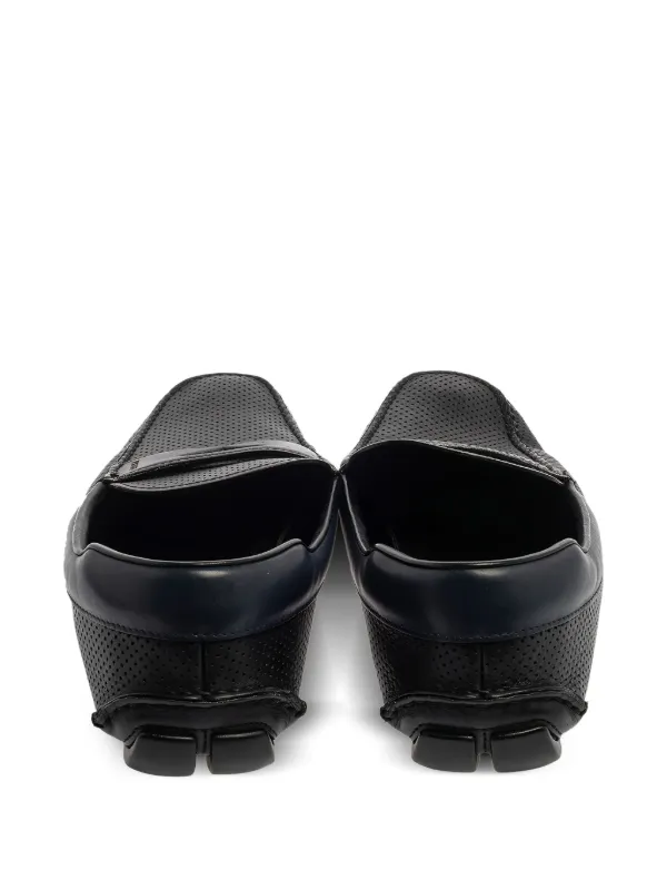 Prada Pre-Owned Perforated Loafers | Black | FARFETCH ID display picture 3