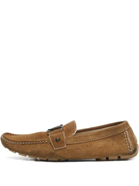 Louis Vuitton Pre-Owned  LV-buckle suede loafers