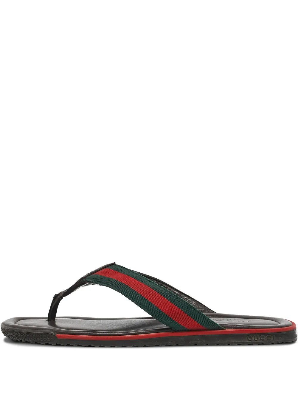 Gucci Pre-Owned Web-stripe sandals | Brown | Image 1