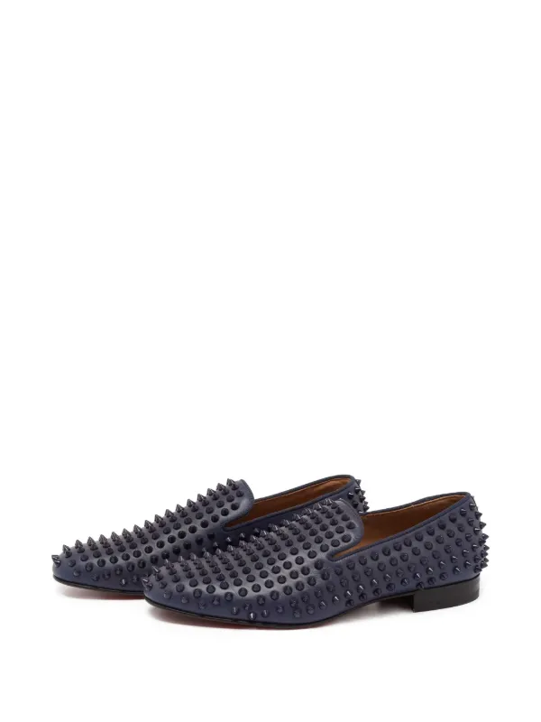 Christian Louboutin Men’s Cobalt Blue Spiked Suede Loafers Christian Louboutin Blue Suede Casual Shoes for Men for sale  main image 2