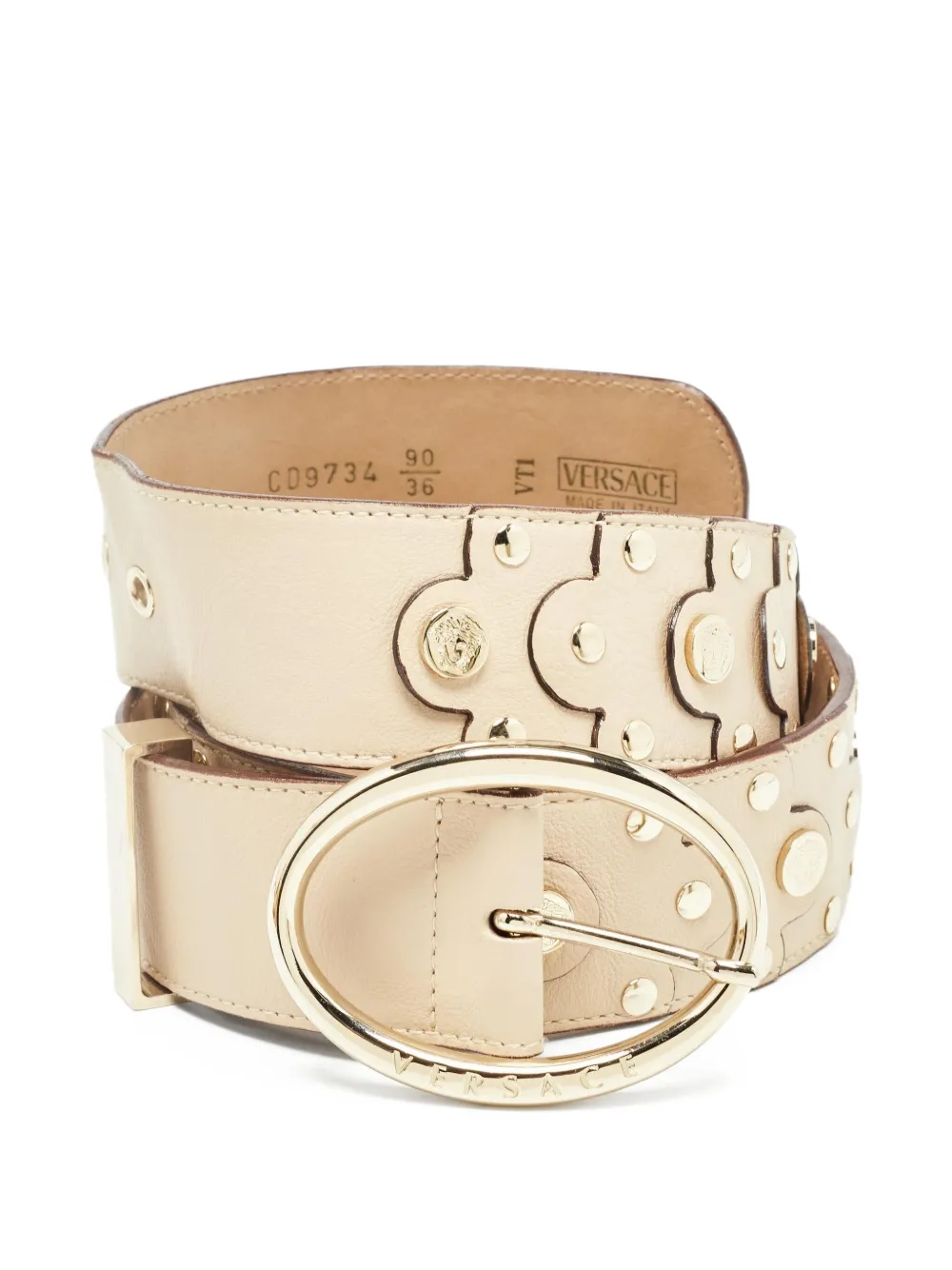 Pre-owned Versace Stud-detailing Leather Belt