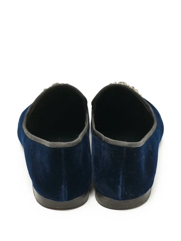 ムツ次郎EU37/24.0cm Giuseppe Zanotti Velvet Crystal Loafers | Blue | FARFETCH