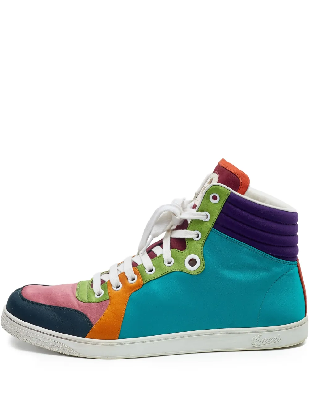 Gucci Pre-Owned colour-block high-top sneakers | Blue | Image 1