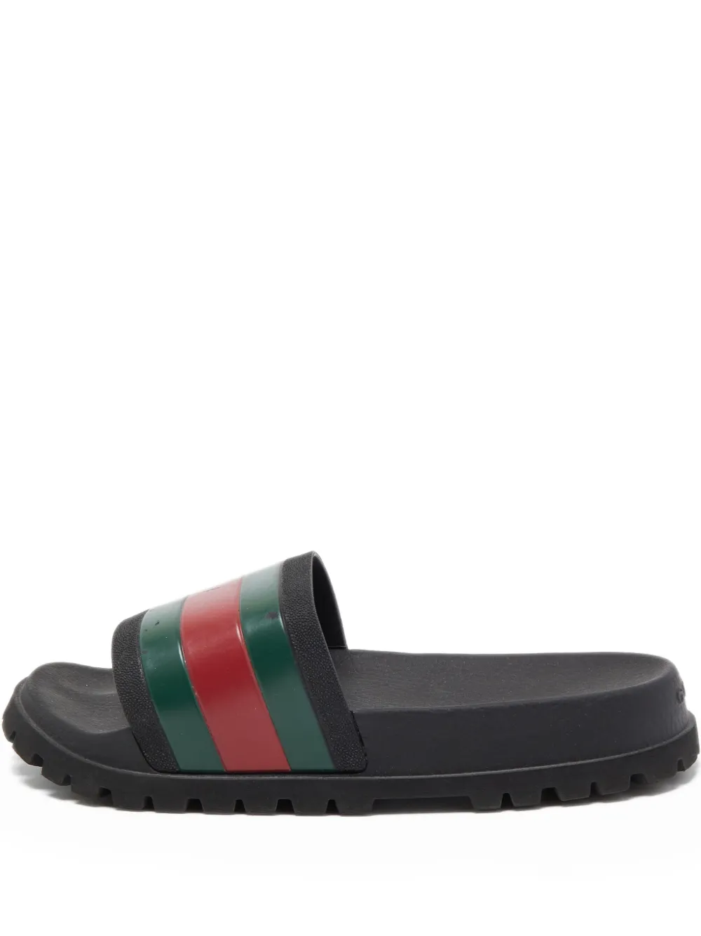 Gucci Pre-Owned Web-stripe pool slides | Black | Image 1