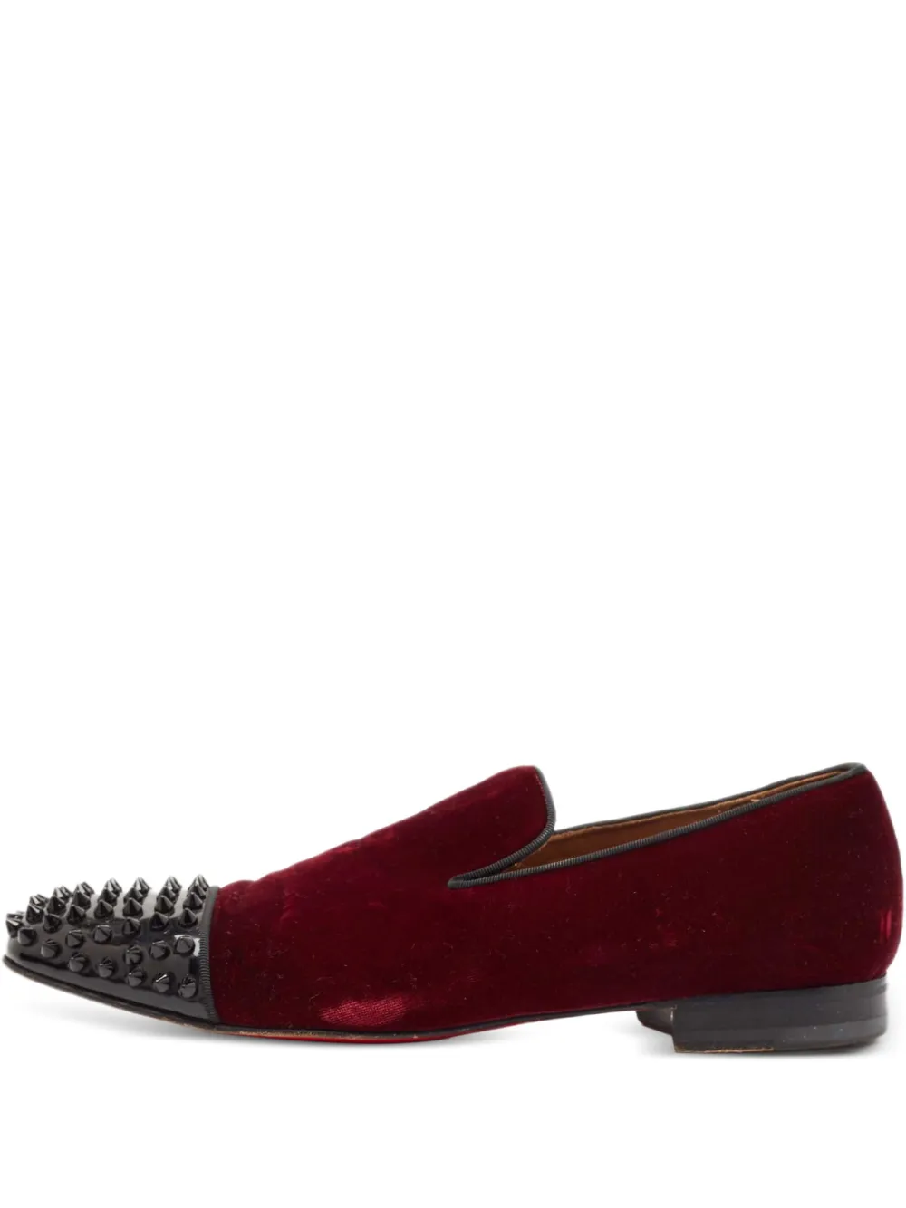 Christian Louboutin Pre-Owned velvet spiked loafers | Red | Image 1