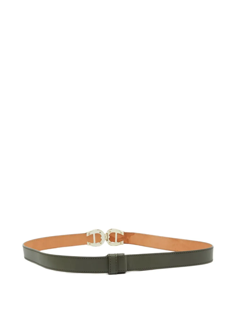 Aigner Vintage 90 cm leren gespriem met logo Groen