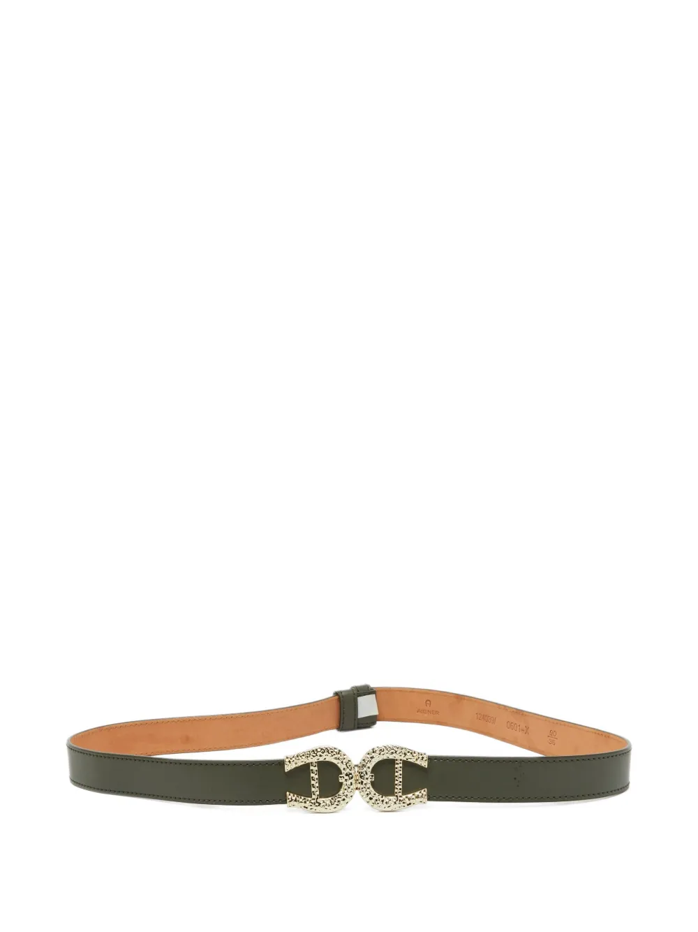 Aigner Vintage 90 cm leren gespriem met logo Groen