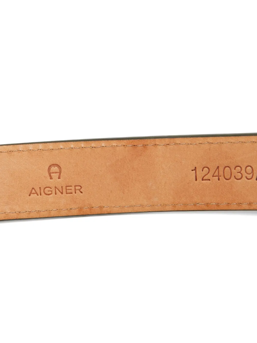 Aigner Vintage 90 cm leren gespriem met logo Groen