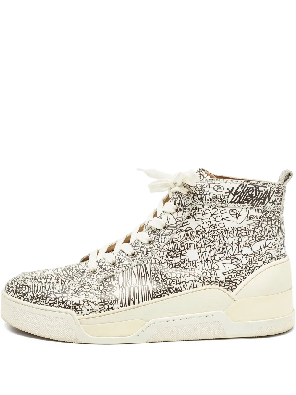 Christian Louboutin Pre-Owned graphic-print high-top sneakers | White | Image 1