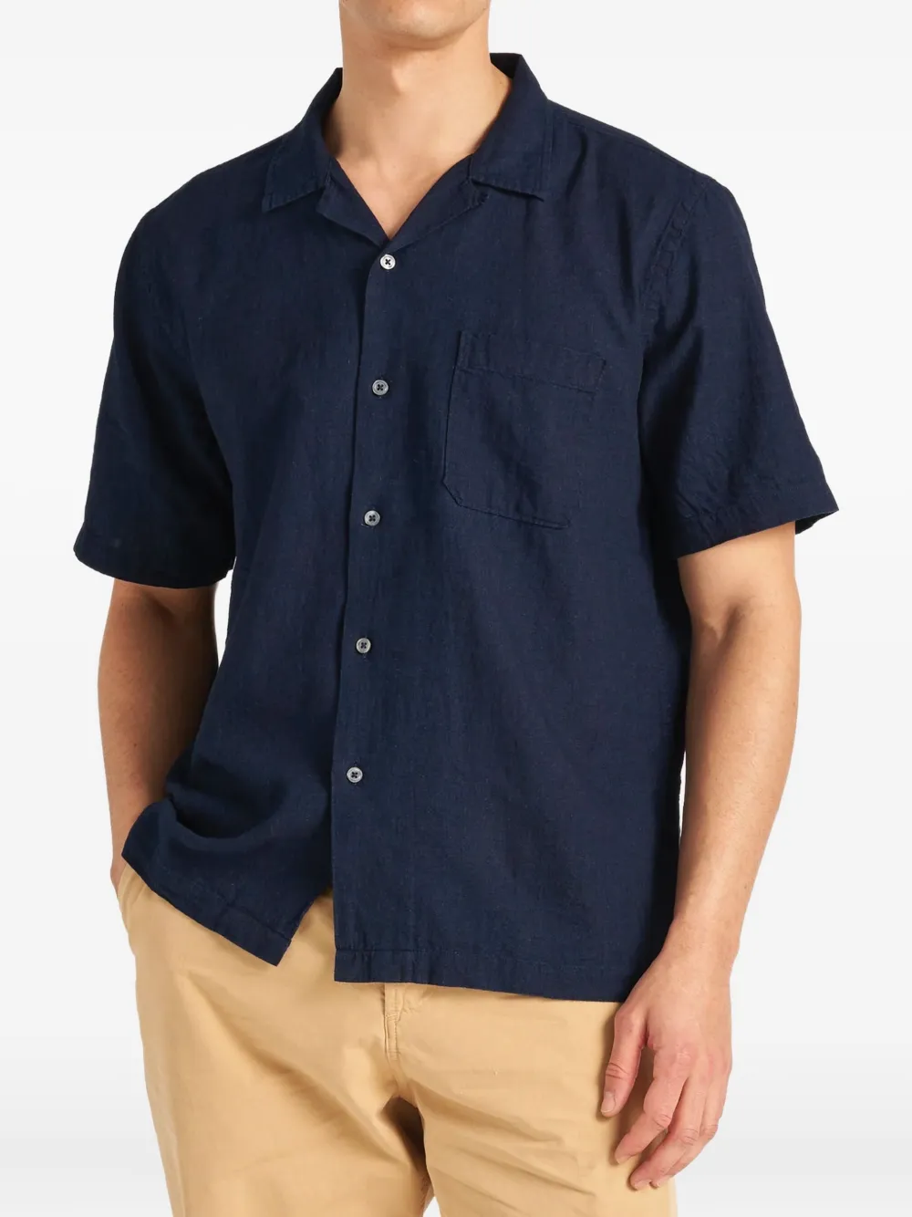Universal Works Overhemd met korte mouwen - Blauw