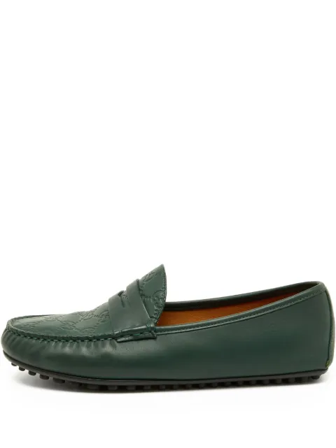 Gucci Pre-Owned embossed leather moccasin loafers