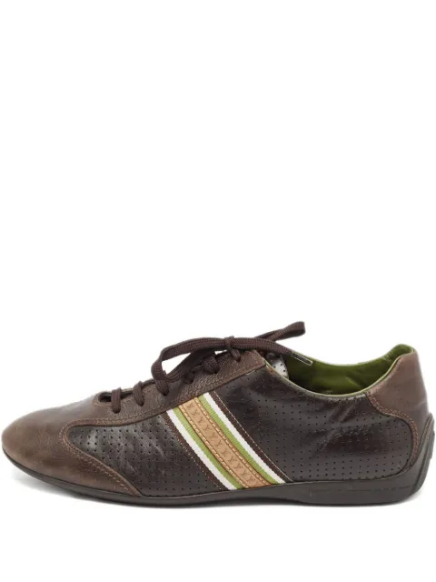 Louis Vuitton Pre-Owned leather perforated stripe sneakers