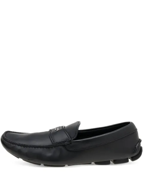 Prada Pre-Owned logo-lettering leather loafers