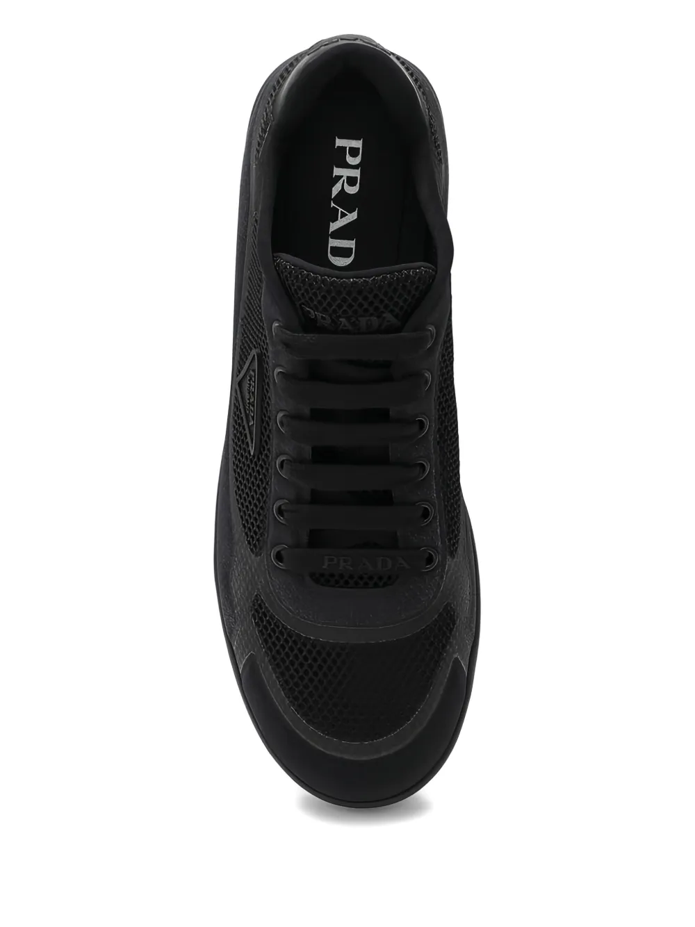 Prada Loafers met mesh vlakken en plateauzool Zwart