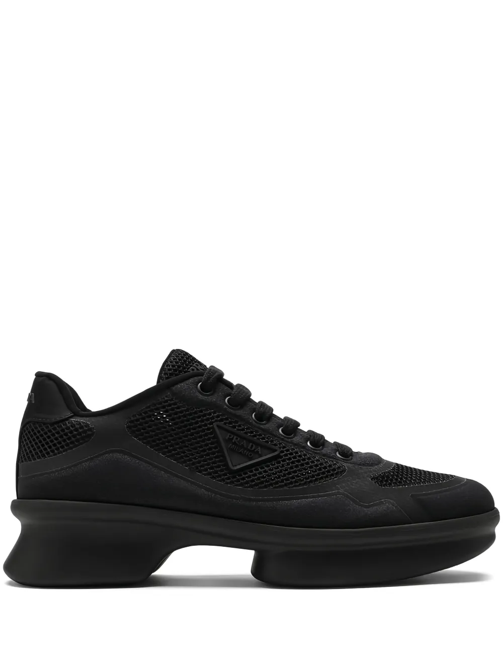 Prada mesh-panelled platform loafers Zwart