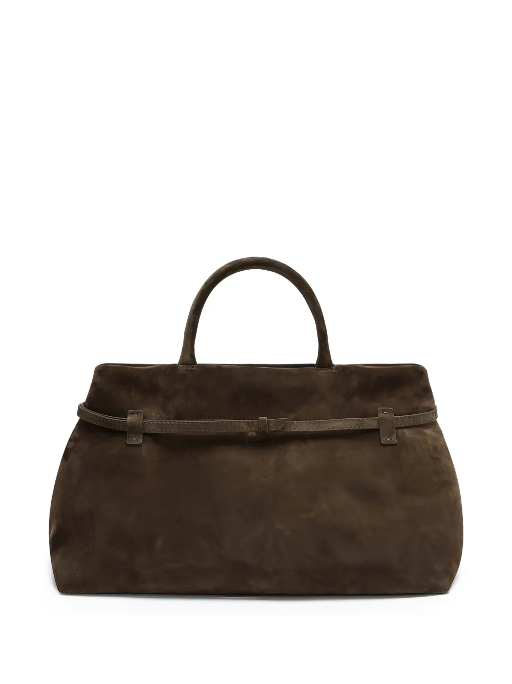 Manu Atelier Buckle-fastening Suede Tote Bag In Brown