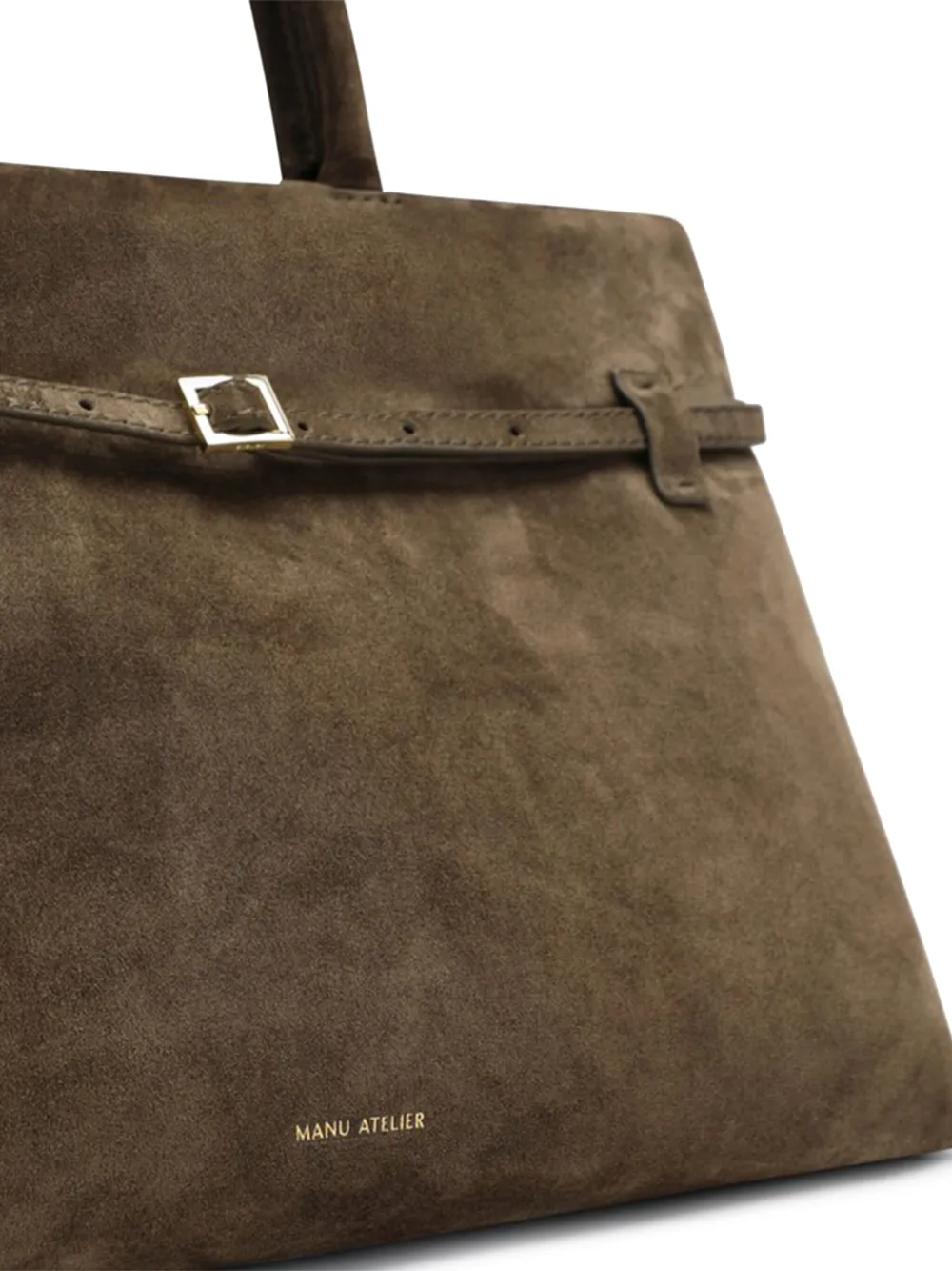 Manu Atelier Buckle-fastening Suede Tote Bag In Brown