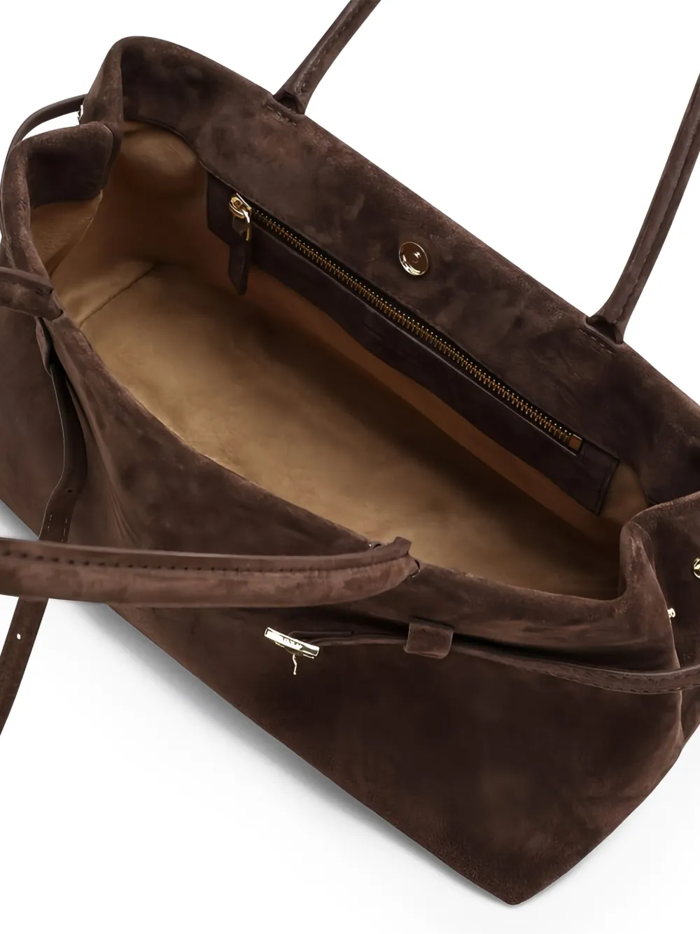 Manu Atelier Le Cambon East West suede shoulder bag Bruin