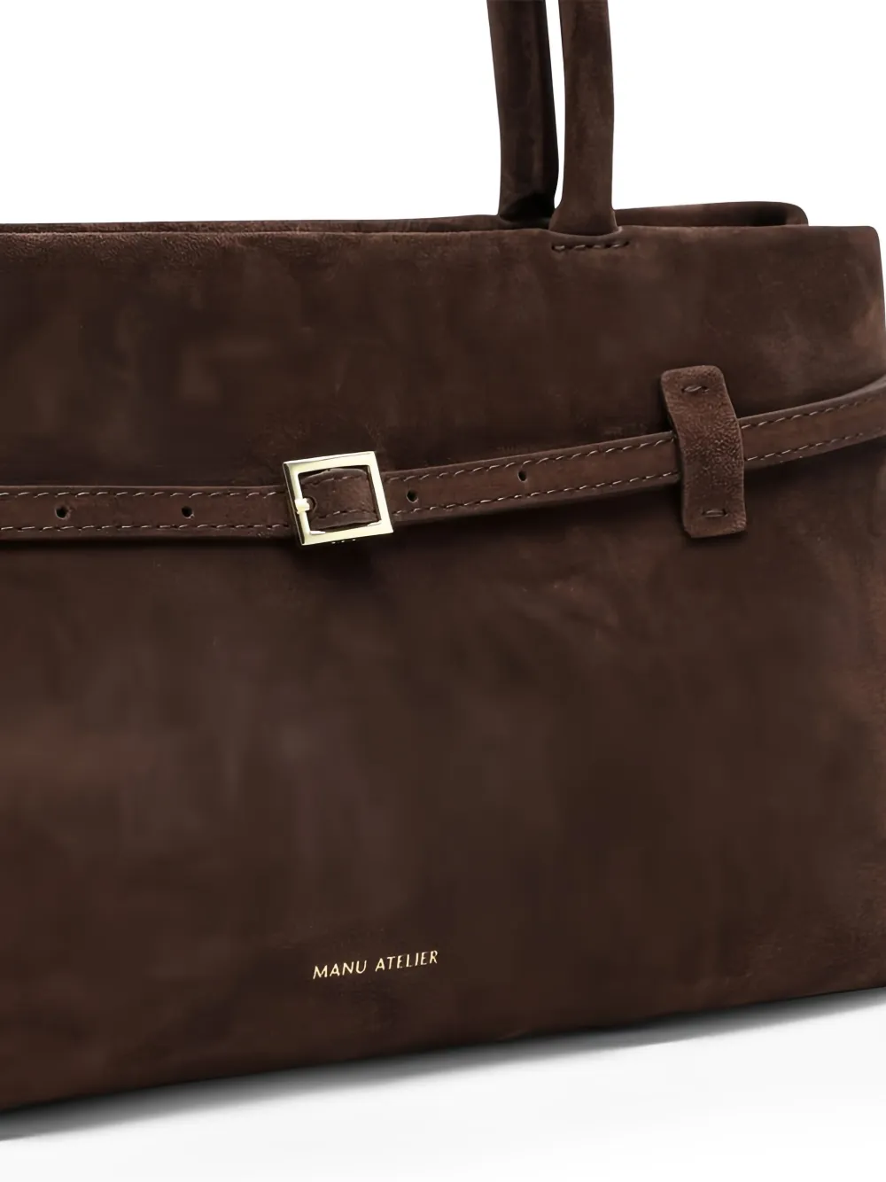 Manu Atelier Le Cambon East West suede shoulder bag Bruin