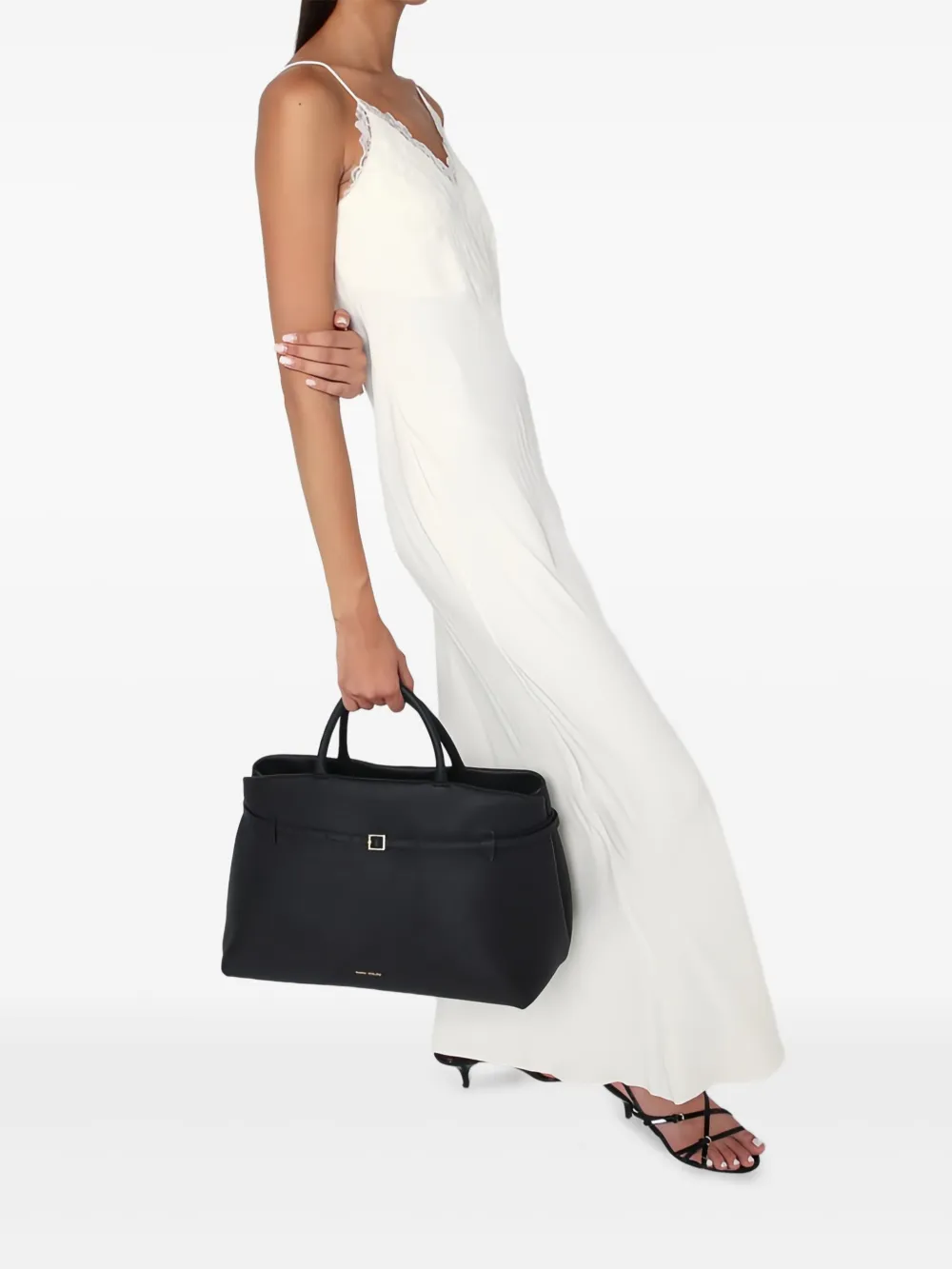 Manu Atelier buckle-fastening leather tote bag - Zwart