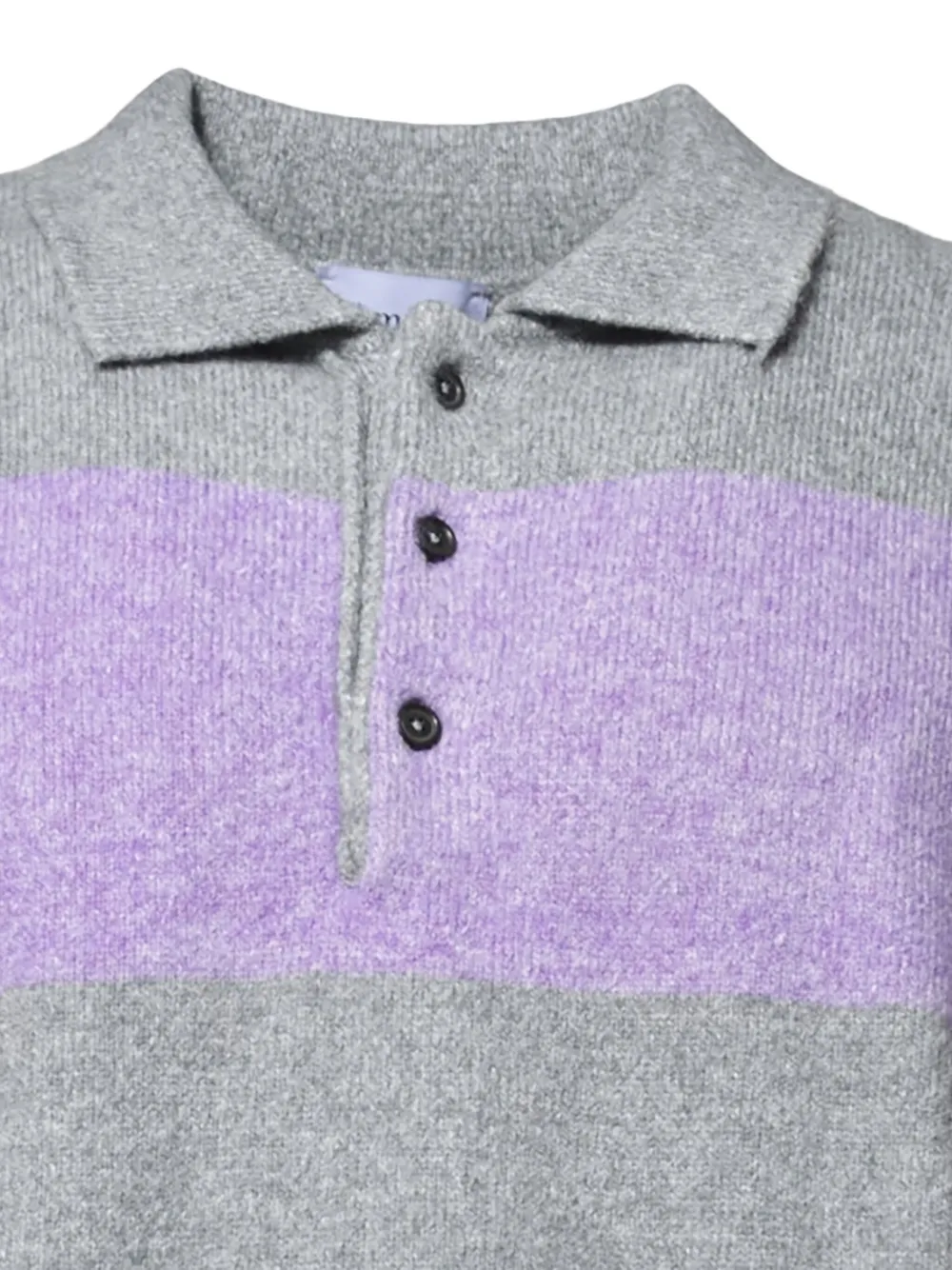Amish Purple And Gray Striped Viscose Polo Sweater