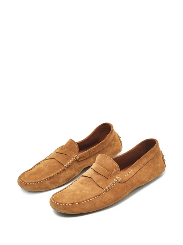 Tod\'s Driving Penny Loafer Shoes Brown Suede Slip-On Square Toe Italy Mens 12 TOD main image 4
