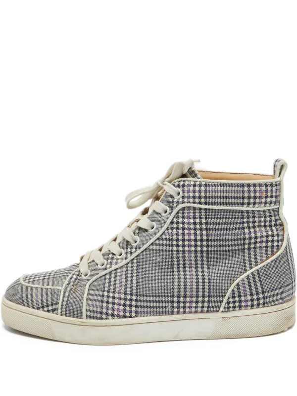 Christian Louboutin Pre-Owned Checked Sneakers Grey